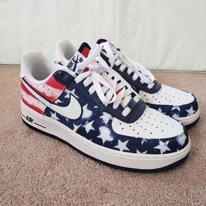 Nike Air Force 1s Independence Day Size 9.5 Mens Red White Blue Sneakers
